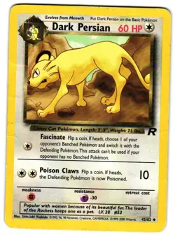 Pokemon Team Rocket Dark Persian #42/82 Uncommon Heavily played - Image 1