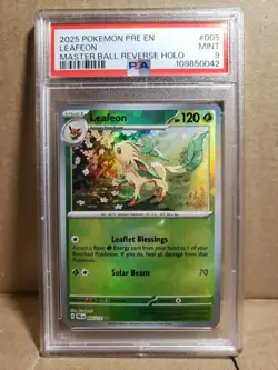 Leafeon Master Ball Pattern 005/131 PSA 9 Sv: Prismatic Evolutions Holo Pokemon - Image 1