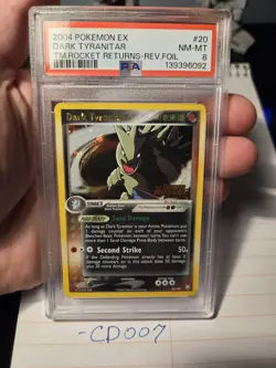 Pokemon TCG Dark Tyranitar 20/109 Reverse Holo Rare 2004 PSA 8 NM-MT - Image 1