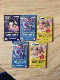 Bandai One Piece Romance Dawn Booster Pack. Op-01, Op-03, Op-04. 5 Pack Lot - Image 1