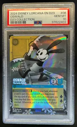 2024 Disney Lorcana Azurite Sea Oswald The Lucky Rabbit Promos #06/D23 PSA 10 - Image 1