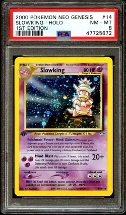 PSA 8 NM-MINT Slowking 14/111 1st Edition HOLO Neo Genesis Pokemon Card CS4-672 - Image 1