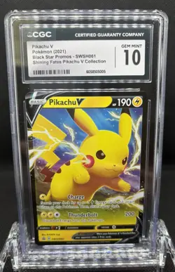 CGC 10 Gem Mint Pikachu V SWSH061 Black Star Promo Pokemon Shining Fates - Image 1