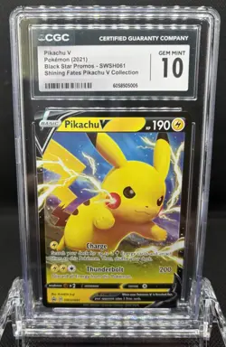 CGC 10 Gem Mint Pikachu V SWSH061 Black Star Promo Pokemon Shining Fates - Image 2