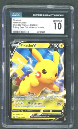 2021 Pokemon Pikachu V Black Star Promos SWSH061 CGC 10 Gem Mint - Image 1