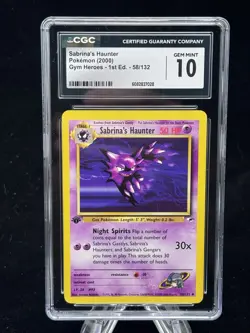 Sabrina’s Haunter #58 1st Edition Gym Heroes 2000 Pokemon CGC 10 👻 - Image 1