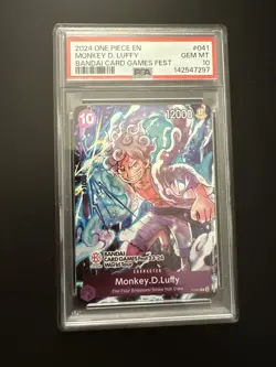 2024 ONE PIECE PROMOS 041 MONKEY D. LUFFY BANDAI CARD GAME FEST - PSA 10 - Image 1
