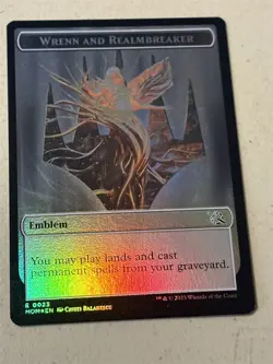 mtg foil token Wrenn and Realmbreaker emblem//Phyrexian Myr, 0023/0007, unplayed - Image 1