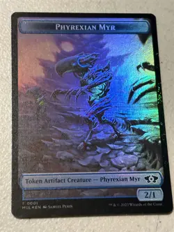 mtg foil token Wrenn and Realmbreaker emblem//Phyrexian Myr, 0023/0007, unplayed - Image 2