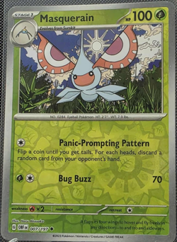 Masquerain 007/197 Reverse Holo Obsidian Flames OBF NM/M Pokemon TCG - Image 1