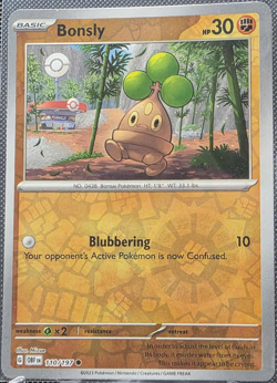 Bonsly 110/197 Reverse Holo Obsidian Flames OBF NM/M Pokemon TCG - Image 1