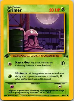 Grimer 48/62 Fossil 1st Edition LP Pokemon Card TCG - Image 1