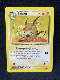 Raichu Pokemon Card - 29 - Rare - Fossil 1999-2000 LP - Image 1