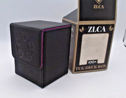 ZLCA TCG Deck Box 100+ Cards Magnetic Flip Case Black Purple Lined NEW - Image 1