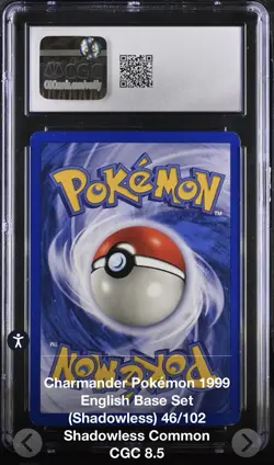 Charmander Pokemon Card 1999 Base Set 46/102 CGC 8.5 Graded Shadowless - Image 2