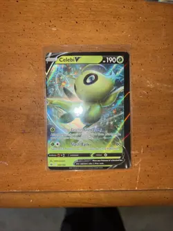 Celebi V Pokemon Card Chilling Reign MISCUT - Image 1