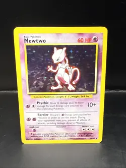 Pokemon Mewtwo 10/102 Holo Rare Base Set 1999 Pokemon Card E - Image 1