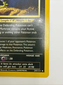 Murkrow 24/111 Neo Genesis Regular Rare Vintage Pokemon Card - Image 5