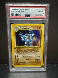 Pokemon - Machamp Holo - #8/102 PSA 8 - 1999 1st Edition RARE - Image 1