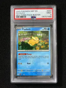 2025 Pokemon MEP EN Psyduck Meg Three Pack Blister #007 PSA 9 VT30 - Image 1