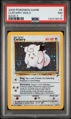 2000 POKEMON BASE SET 2 #6 CLEFAIRY-HOLO PSA 7 - Image 1