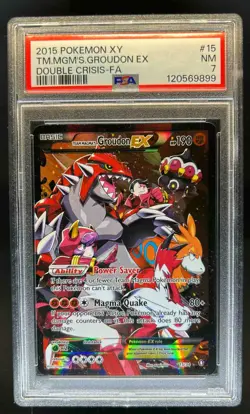 2015 Pokemon XY Double Crisis Team Magma's Groudon #15 PSA 7 - Image 1