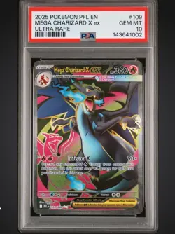 2025 POKEMON PFL EN-PHANTASMAL FLAMES ULTRA RARE #109 MEGA CHARIZARD X EX PSA 10 - Image 1