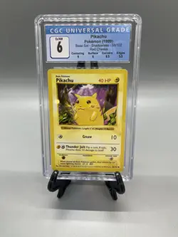 Pikachu Pokemon Base Set Shadowless Red Cheeks #58 CGC 6 - Image 1