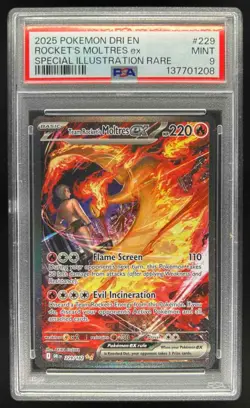 2025 Pokemon SV Destined Rivals DRI EN Team Rocket's Moltres ex #229/182 PSA 9 - Image 1