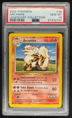 2002 Pokemon Legendary Collection Arcanine #36/110 PSA 10 - Image 1