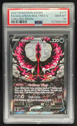 2021 Pokemon SWSH Chilling Reign Galarian Moltres V #177/198 PSA 10 - Image 1