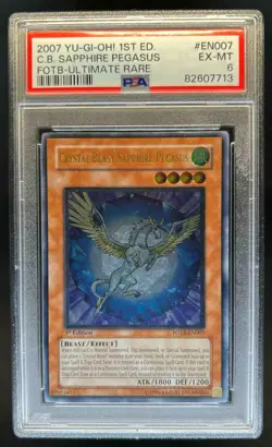 2007 Yu-Gi-Oh! 1st Edition Crystal Beast Sapphire Pegasus #FOTB-EN007 PSA 6 - Image 1