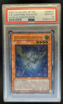 2007 Yu-Gi-Oh! 1st Edition Crystal Beast Sapphire Pegasus #FOTB-EN007 PSA 10 - Image 1