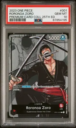 2023 ONE PIECE PREMIUM BANDAI COLLECTION 25TH EDITION RORONOA ZORO PSA 10 - Image 1