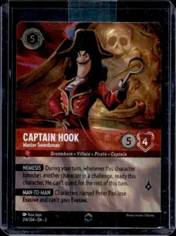 2024 Disney Lorcana TCG: Captain Hook Master Swordsman Alternate Art #214/204 - Image 1