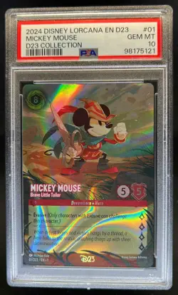 2023 Disney Lorcana TCG: Mickey Mouse Brave Little Tailor Promos #01/D23 PSA 10 - Image 1
