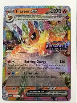Pokemon TCG Prismatic Evolutions Flareon EX Promo Card 014/131 Stamped - Image 1