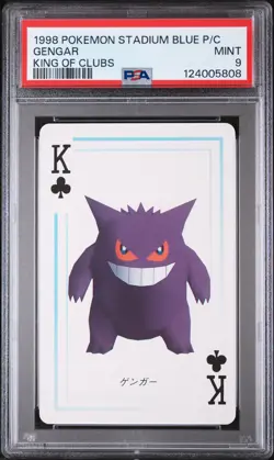 1998 POKEMON STADIUM BLUE VERSION PLAYING CARDS KING OF CLUBS GENGAR PSA 9 - Image 1