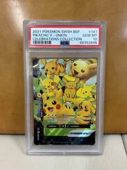 Pikachu V-Union SWSH141 SWSH: Sword & Shield Promo Cards Holo PSA 10 Derpy Pika - Image 1
