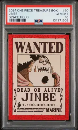 2024 PANINI ONE PIECE TREASURE BOX CARD COLL SPACE HOLO #60 JINBE 53/90 PSA 10 - Image 1