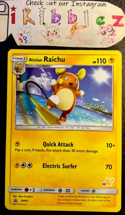 Alolan Raichu #25 SM65 NM Rainbow Art Pikachu Stamp Black Star Pokemon Promo! - Image 1