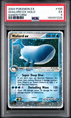 2003 POKEMON EX WAILORD EX-HOLO #100 SANDSTORM PSA 5 - Image 1