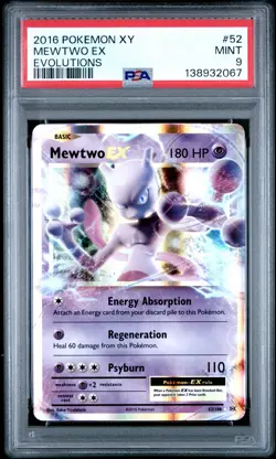 2016 POKEMON XY EVOLUTIONS #52 MEWTWO EX PSA 9 - Image 1