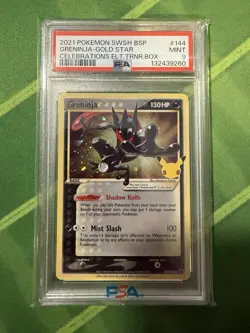Pokemon Greninja TCG Star SWSH144 Celebrations Black Star Promo Shiny Holo PSA 9 - Image 1