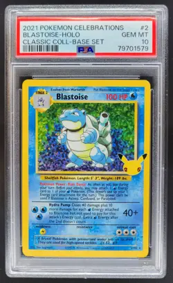 2021 Pokemon Celebrations Blastoise Classic Collection Holo 2/102 PSA 10 MS7 - Image 1