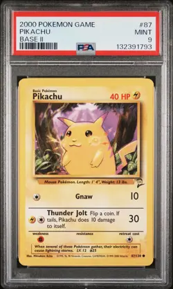 2000 POKEMON BASE SET 2 #87 PIKACHU PSA 9 - Image 1