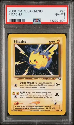 2000 POKEMON NEO GENESIS #70 PIKACHU PSA 8 - Image 1