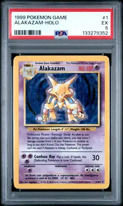 1999 POKEMON BASE SET UNLIMITED #1 ALAKAZAM-HOLO PSA 5 - Image 1