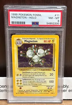 Pokemon 1999 Magneton - Holo ( Fossil ) #11 PSA NM-MT 8 - Image 1
