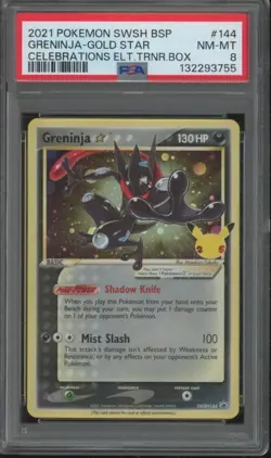 2021 Pokemon Celebrations GRENINJA GOLD STAR #144 Black Star Promo PSA 8 #1 JFB4 - Image 1